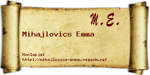 Mihajlovics Emma névjegykártya